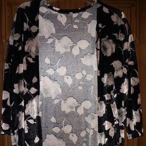 Large boutique velvet floral cardigan